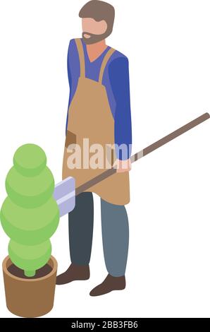 Gardener icon, isometric style Stock Vector