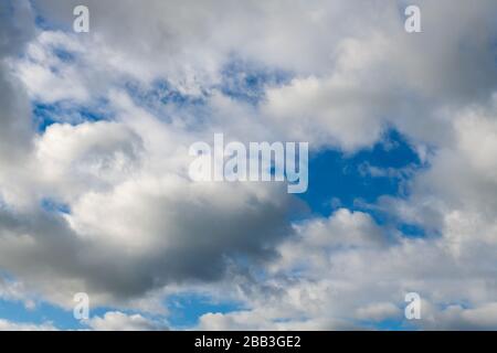 blue sky background with tiny clouds Stock Photo