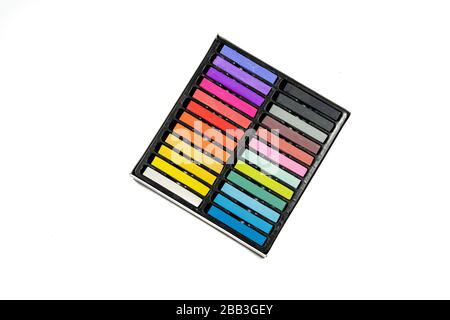 multicolored pastels on white background Stock Photo