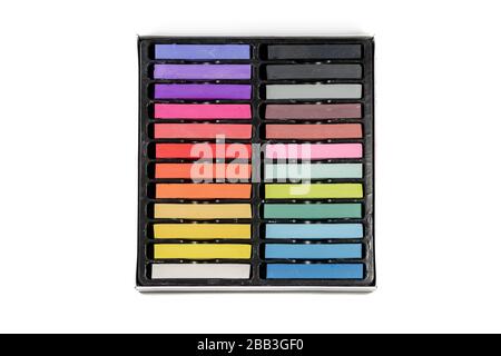 multicolored pastels on white background Stock Photo