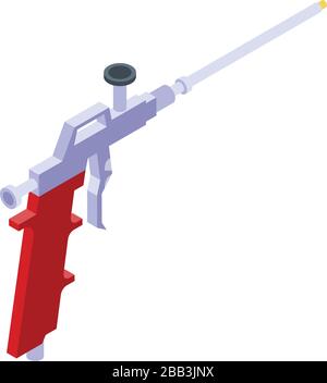 Polyurethane foam steel gun icon, isometric style Stock Vector