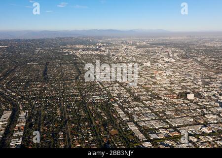 General overall aerial view of Beverly Hills during a flight around Southern California on Saturday, October 5, 2019, in Los Angeles, California, USA. (Photo by IOS/Espa-Images) Stock Photo