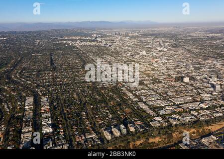 General overall aerial view of Beverly Hills during a flight around Southern California on Saturday, October 5, 2019, in Los Angeles, California, USA. (Photo by IOS/Espa-Images) Stock Photo