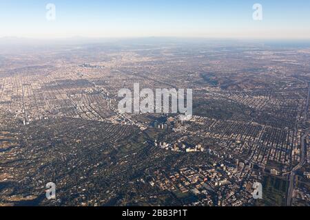 General overall aerial view of Beverly Hills during a flight around Southern California on Saturday, October 5, 2019, in Los Angeles, California, USA. (Photo by IOS/Espa-Images) Stock Photo