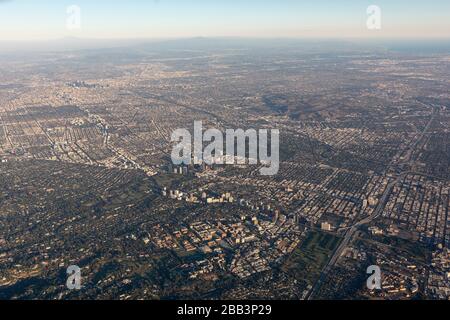 General overall aerial view of Beverly Hills during a flight around Southern California on Saturday, October 5, 2019, in Los Angeles, California, USA. (Photo by IOS/Espa-Images) Stock Photo