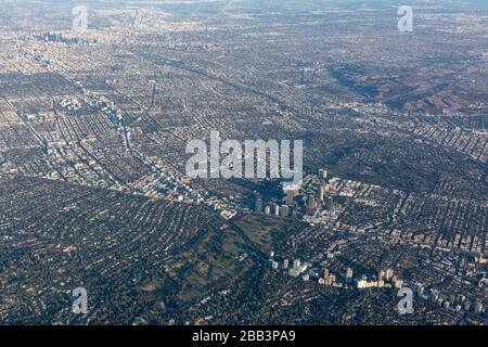 General overall aerial view of Beverly Hills during a flight around Southern California on Saturday, October 5, 2019, in Los Angeles, California, USA. (Photo by IOS/Espa-Images) Stock Photo