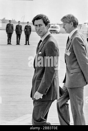 The Prince and Princess of Wales leaving London's Heathrow for Egypt in October 1981. Stock Photo
