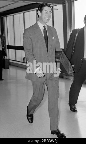 Charles Prince of Wales leaving London's Heathrow Airport for America in 1982. Stock Photo