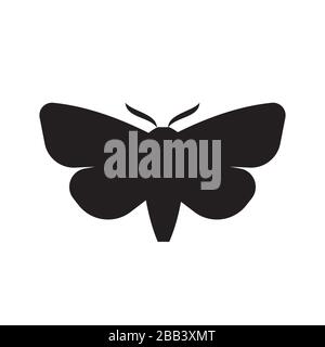Clothing moth silhouette icon. Clipart image isolated on white background Stock Vector