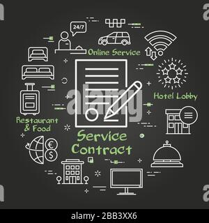 Vector black hotel service square concept - Service Contract Stock Vector