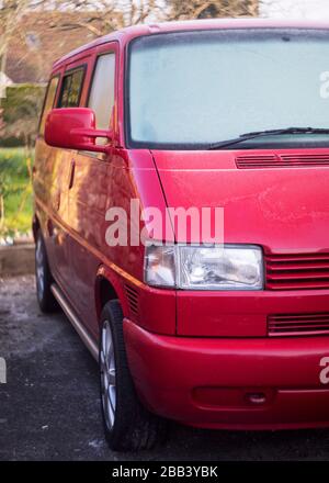 Red VW T4 Camper Van Stock Photo