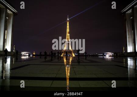 Eiffel Tower at Night, Paris, France Stock Photo