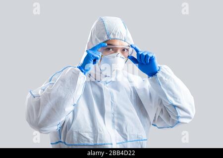 Medical in laboratory for prevention of pandemic Stock Photo
