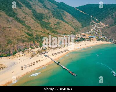 Ky Co beach in Quy Nhon, Vietnam from above Stock Photo