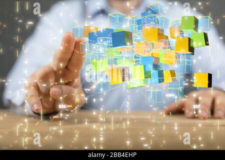 A Big data visualization. Network connection structure Stock Photo