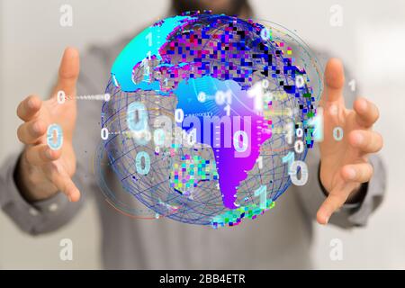 A World map point, line, composition, representing the global, Stock Photo
