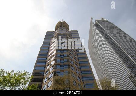 Skyscrapers viewed from Piedmont Park, Midtown, Atlanta, Georgia, United States Stock Photo