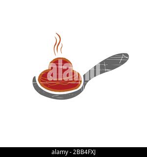 Graphic food icon symbol spoon logo for cafe or restaurant vector logo illustration Stock Vector