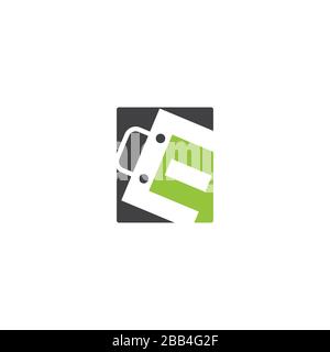 e shopping bags logo design icon online shop symbol vector illustrations Stock Vector