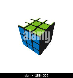 stylish colorful square box rubik cubes logo design vector on a white background Stock Vector