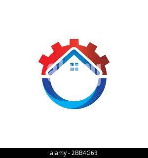 great home improvement logo design vector with house roof icon and up arrow symbol Stock Vector