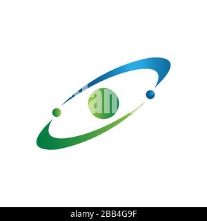 blue green orbit planet logo tech design satellite web rings concept Vector illustration Stock Vector