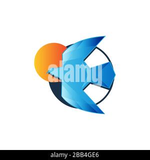 simple blue creative flying dove logo design vector template Stock Vector
