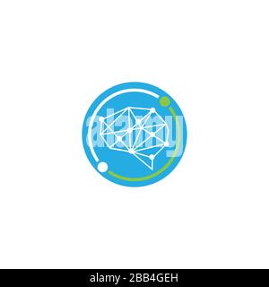Cool Brain Logo Think idea concept connected dots design vector template Stock Vector