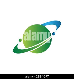 blue green orbit planet logo tech design satellite web rings concept Vector illustration Stock Vector