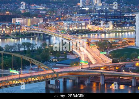 Bridges over the Monongahela River and Allegheny River, Pittsburgh, Pennsylvania, USA Stock Photo