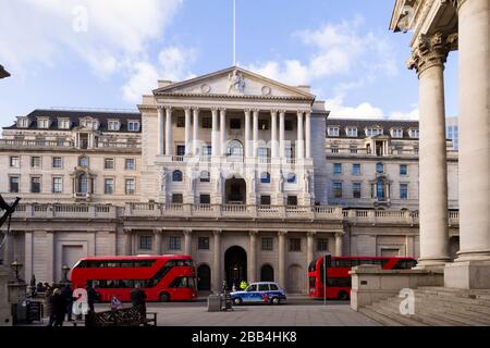 Bank of England is the central bank of the United Kingdom. Sometimes known as the Old Lady of Threadneedle Street. Threadneedle Street, London, UK.  T Stock Photo