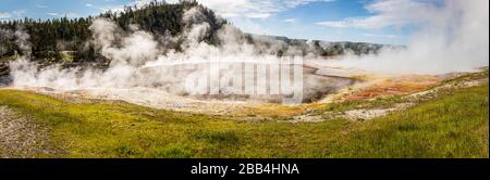 Excelsior Geyser Crater at Yellowstone National Park in Wyoming. Stock Photo