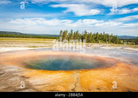 Firehole River at Yellowstone National Park in Wyoming. Stock Photo