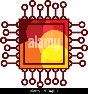 Microchip abstract linear vector logo. Microprocessor plain icon. Digital art design element. Smart technology logotype. Stock Vector