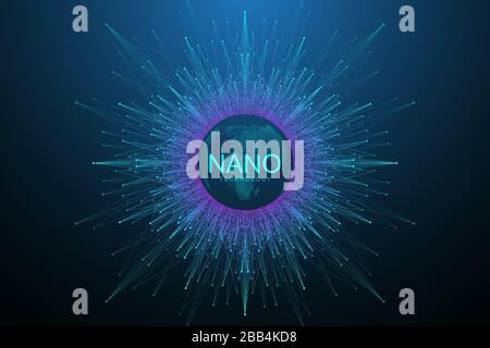 Nanotechnology abstract background. Cyber technology concept. Artificial Intelligence, virtual reality, bionics, robotics, global network Stock Vector