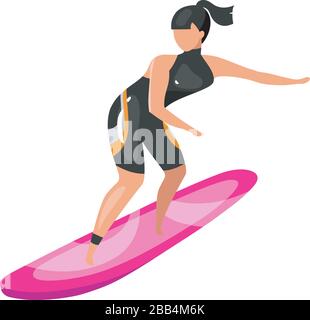 Surfer girl and wave. Surfing vector illustration Stock Vector Image ...