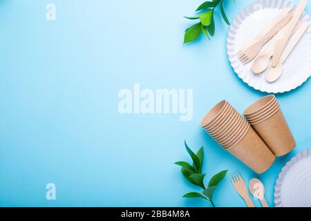 Eco-friendly tableware it is waste reduction concept Stock Photo