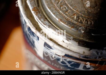 opened metal tin of farrow and ball paint Stock Photo