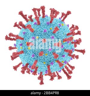 Virus conceptual with clipping path included. The structure of a virus. Covid-19, Coronavirus, Influenza, HIV. Concept image of infectious diseases. 3 Stock Photo