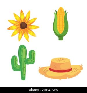 bundle of festa junina set icons Stock Vector