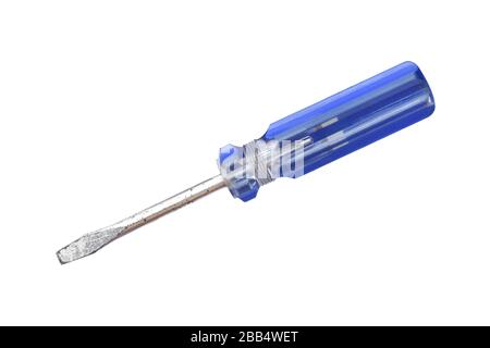 Blue screwdriver isolated on white background. object with clipping path. Stock Photo