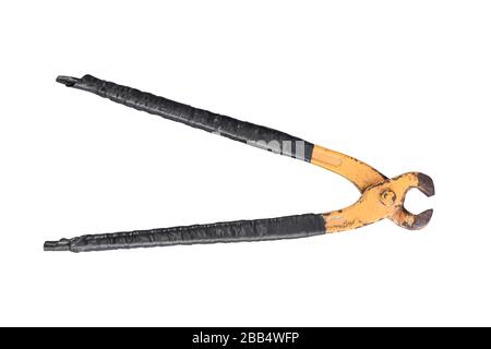 Old rusty pliers isolated on white background. object with clipping path. Stock Photo
