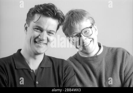 Doctors Tony Gardener, left, and Phil Hammond as comedy duo 'Struck Off And Die' in 1992 Stock Photo