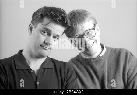 Doctors Tony Gardener, left, and Phil Hammond as comedy duo 'Struck Off And Die' in 1992 Stock Photo