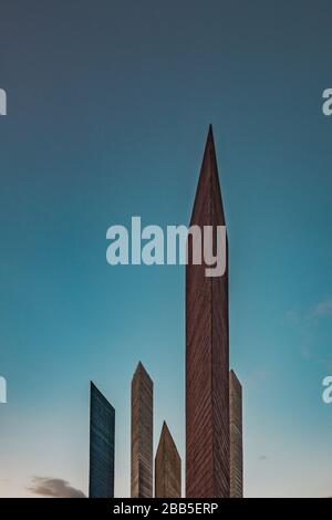 Torres de Satelite (Satellite Towers) monument landmark. Five iconic triangular towers. Stock Photo