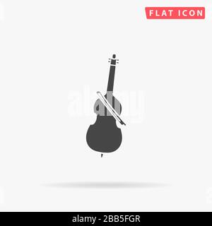 Cello flat vector icon. Glyph style sign. Simple hand drawn illustrations symbol for concept infographics, designs projects, UI and UX, website or mob Stock Vector