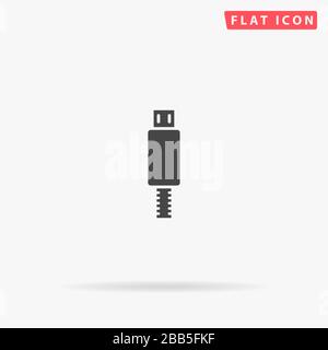 USB Cable flat vector icon. Glyph style sign. Simple hand drawn illustrations symbol for concept infographics, designs projects, UI and UX, website or Stock Vector