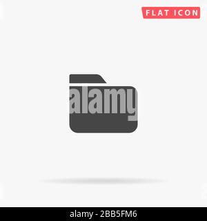 Directory, Folder flat vector icon. Glyph style sign. Simple hand drawn illustrations symbol for concept infographics, designs projects, UI and UX, we Stock Vector