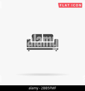 Sofa flat vector icon. Glyph style sign. Simple hand drawn illustrations symbol for concept infographics, designs projects, UI and UX, website or mobi Stock Vector