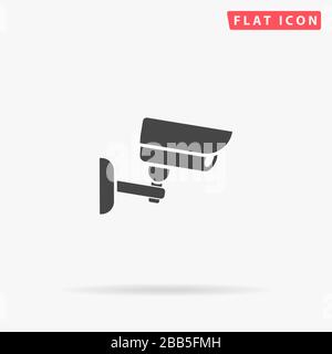 Security Camera flat vector icon. Glyph style sign. Simple hand drawn illustrations symbol for concept infographics, designs projects, UI and UX, webs Stock Vector